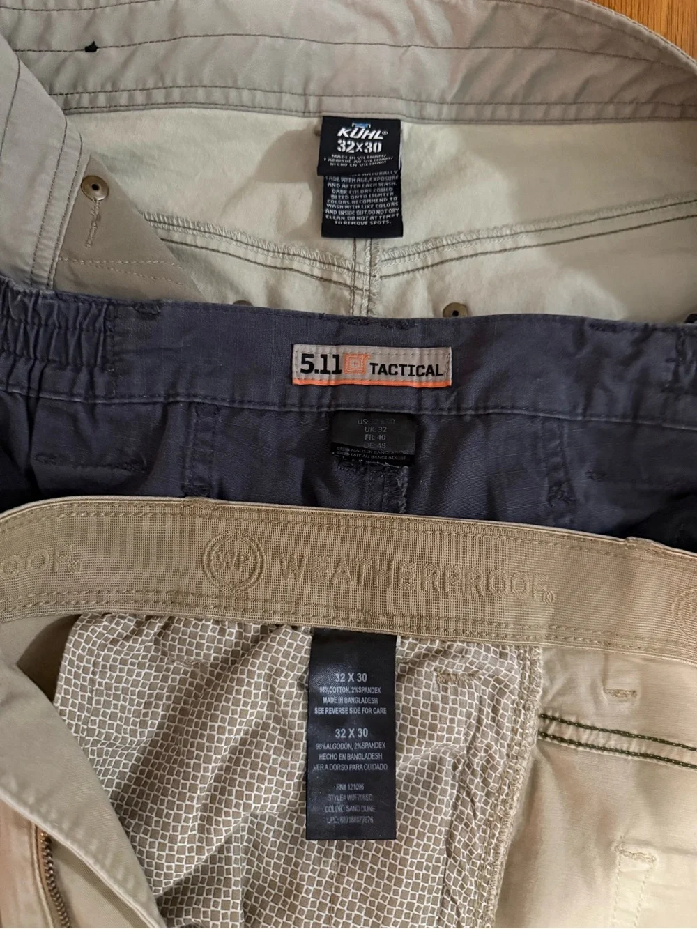 5.11 Tactical/Kuhl/Weatherproof Men's 33x30 Tactical & Cargo Pants Lot of 3